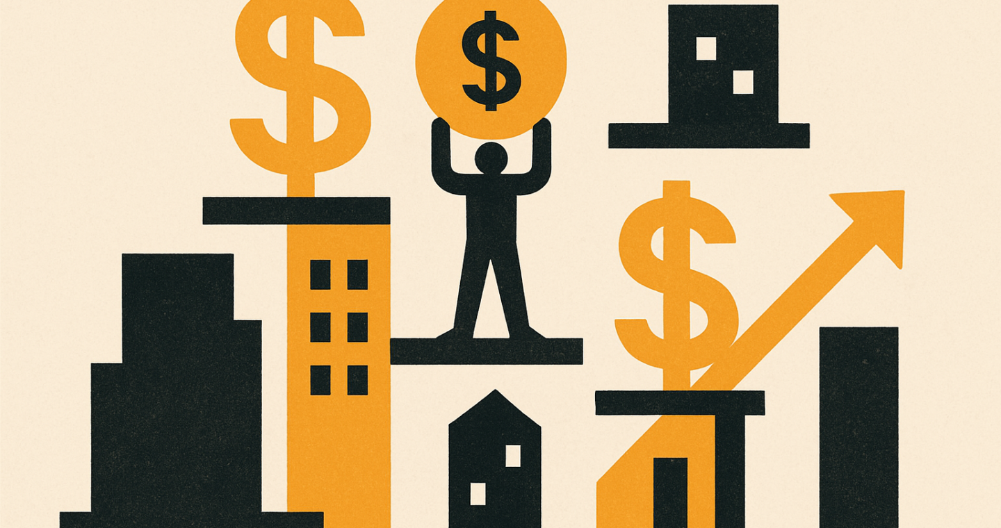 Ilustración de capital repartido entre varios inmuebles y plataformas