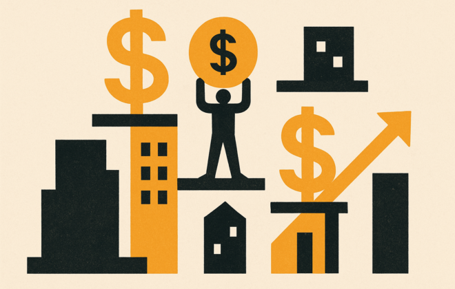 Ilustración de capital repartido entre varios inmuebles y plataformas